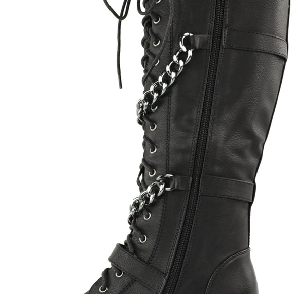 Black Chain-Embellished Women's Boots - Picture 2 of 4